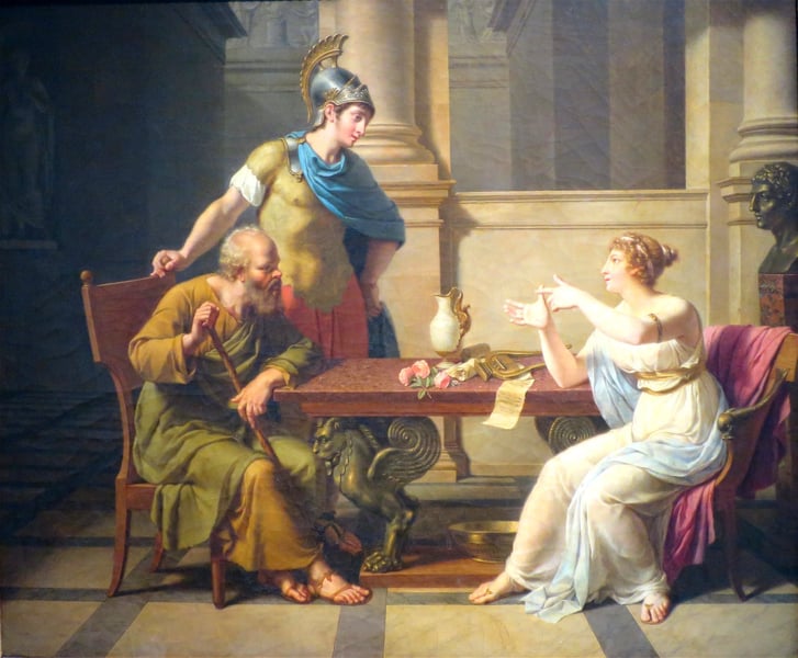 8- Nicolas-Andre Monsiau, Aspasia Conversing with Socrates and Alcibiades, 1801